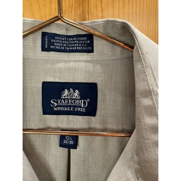 Men's Stafford Wrinkle Free 15.5 34/35 Grey Cotton Blend Never Worn - Picture 3 of 5